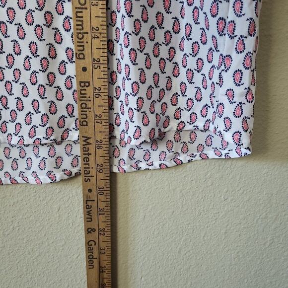 Pleione Women's XL V-Neck Top White Paisley Print Officecore Career Corpcore - Picture 3 of 6